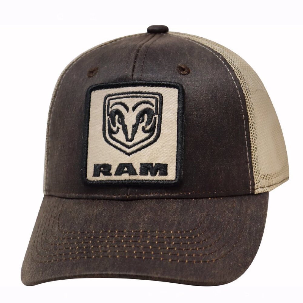RAM Logo Embroidered Patch Brown Mesh Cap Hat - NEW FAST SHIPPING